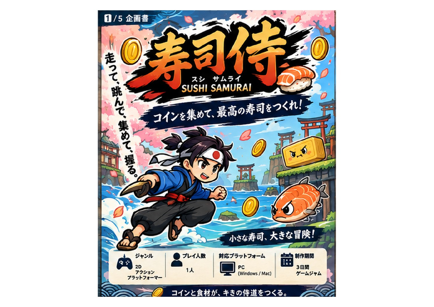 Sushi Samurai Japanese five-page concept document cover
